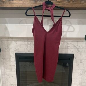 Missguided Deep Red burghandy Halter mini Dress